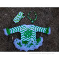 2015 new baby girls shamrock clover st.patrick romper tutu dress with macthing necklace and bows 3 pieces set